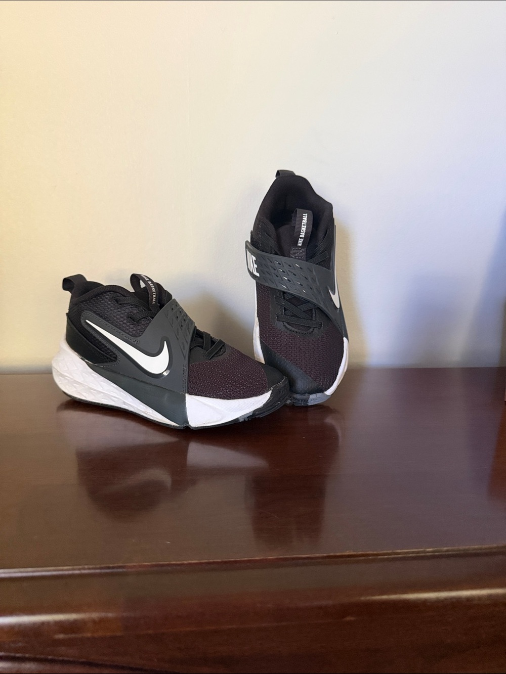 Nike Kids Black and White Velcro Athletic Sneakers